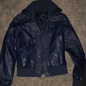 Blue leather jacket